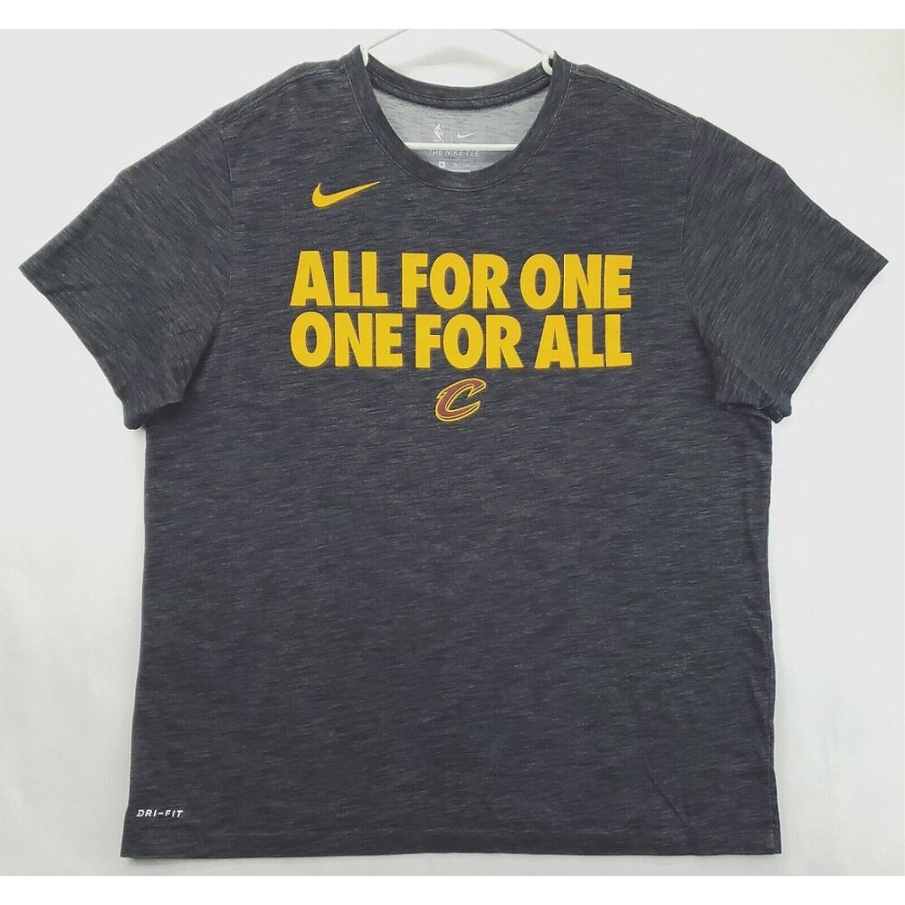 Nike Cleveland Cavaliers Shirt Mens XL Gray Dri-Fit All For One One For All